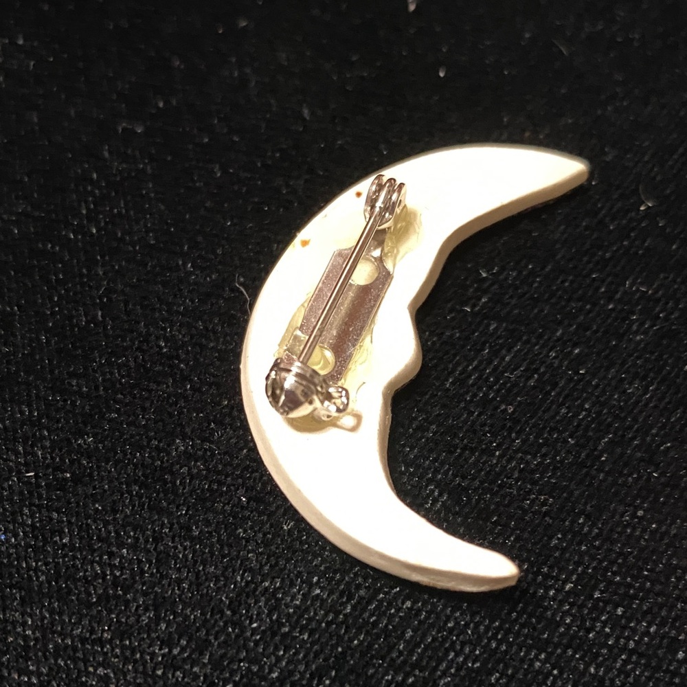 Vintage Sun and Moon ceramic Enamel Brooch pin set - Picture 4 of 14